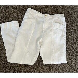 Nicole Milker New York 100% White Linen Pant large